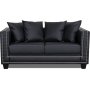 Temple Double Deco 2-seters sofa - Svart PU / slv nagler