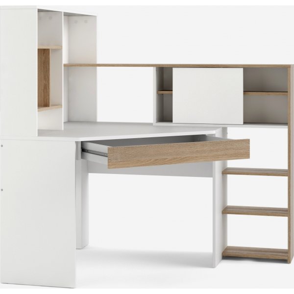 Function Plus skrivebord 138,4 x 101,6 x 141,1 cm - Hvit/eik