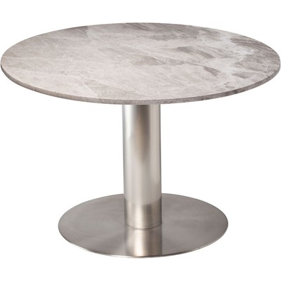 Next 105 rundt spisebord - Børstet stål / marmor (Beige)