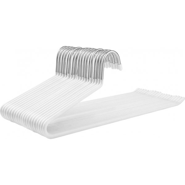 Buksehenger, metall, 38 cm, 20-pakning - Hvit