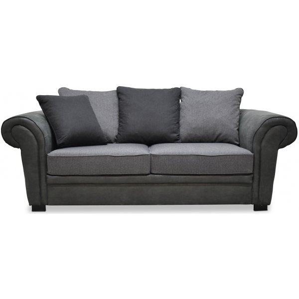 Delux 2-seter sofa med konlvoluttputer - Grå/Antrasitt/Vintage + Flekkfjerner for møbler Delux 2-seter sofa med konlvoluttputer - Grå/Antrasitt/Vintage + Flekkfjerner for møbler