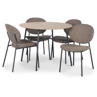 Tofta spisegruppe Ø100 cm bord i lyst tre + 4 stk. Tofta brune stoler Tofta spisegruppe Ø100 cm bord i lyst tre + 4 stk. Tofta brune stoler