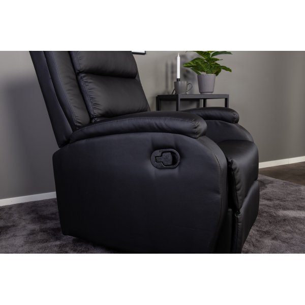 Benedict recliner lenestol med fotskammel - Svart PU + Flekkfjerner for mbler
