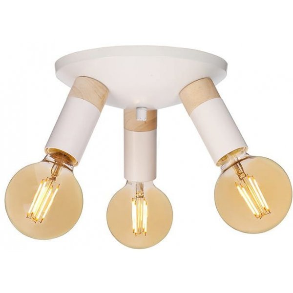 Spartan Wood taklampe - Hvit/tre