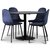 Seat spisegruppe, spisebord med 4 stk Carisma fløyelsstoler - Svart/Blå
