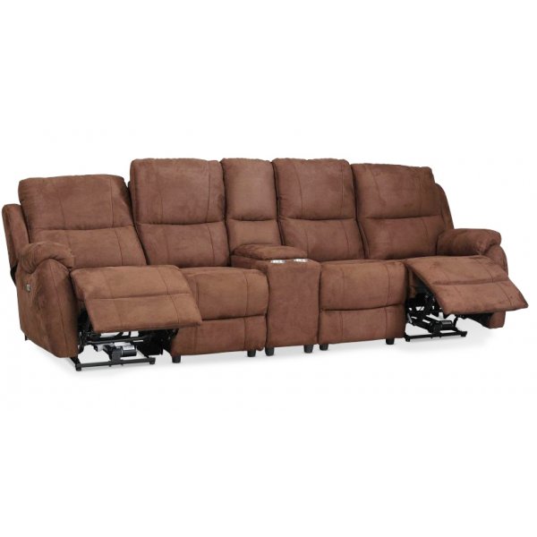 Enjoy Hollywood reclinersofa - 4-seters (elektrisk) i brunt mikrofiberstoff