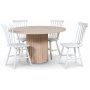 Pose spisegruppe: Bord 130 cm inkludert 4 stk hvite pinnestoler - Whitewash