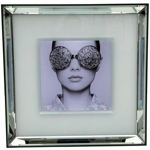 Maleri med speilramme - Briller - 55x55 cm