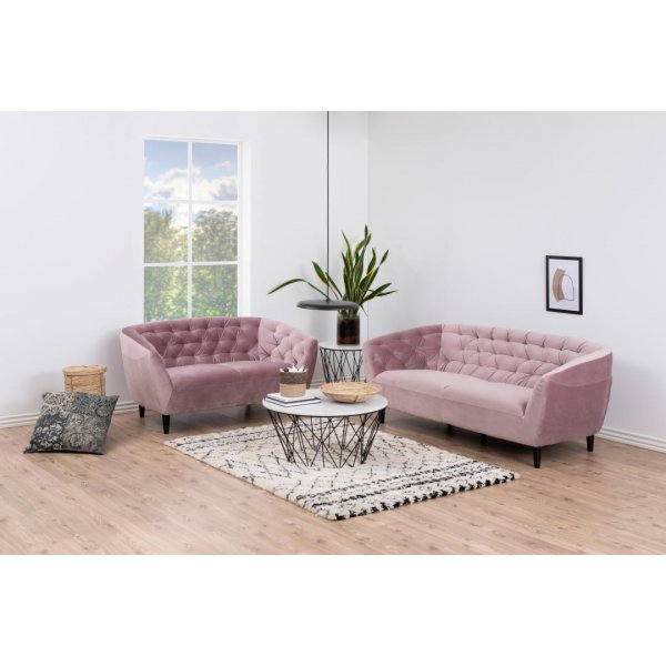 Felicia 2-seter sofa - Rosa (Fløyel) Felicia 2-seter sofa - Rosa (Fløyel)