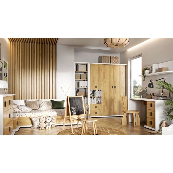 Simi vegghylle - Hvit/hickory