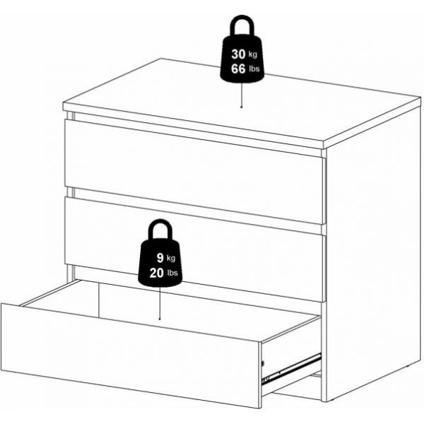 Naia kommode med 3 skuffer - Sort Naia kommode med 3 skuffer - Sort