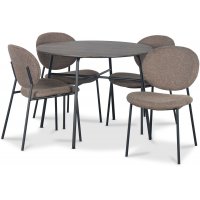 Tofta spisegruppe Ø100 cm bord i mørkt tre + 4 stk. Tofta brune stoler Tofta spisegruppe Ø100 cm bord i mørkt tre + 4 stk. Tofta brune stoler