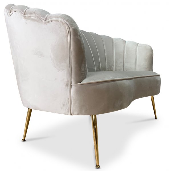 Snäckan 2-seter sofa - Gråbeige fløyel / Messing Snäckan 2-seter sofa - Gråbeige fløyel / Messing