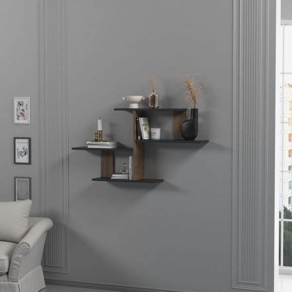 Sitil vegghylle - Antrasitt/valntt