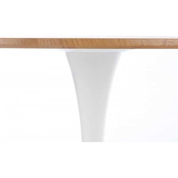 Spisegruppe Sumner 80 cm eik/hvit med 2 Plaza-stoler i gr flyel