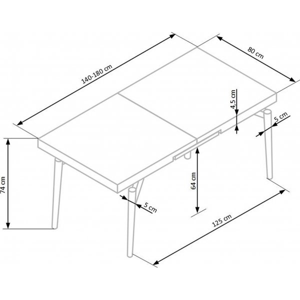 Mishi spisebord 140-180 cm - Eik/sort