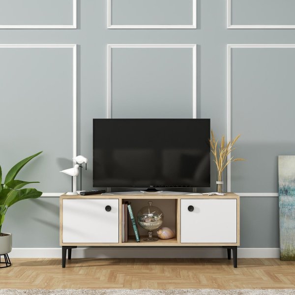 Parion mediebenk - Safir/eik/hvit Parion mediebenk - Safir/eik/hvit