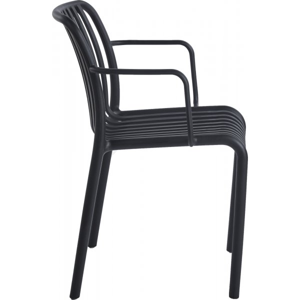Noa stabelbar rammestol - Utestol i sort plast Noa stabelbar rammestol - Utestol i sort plast