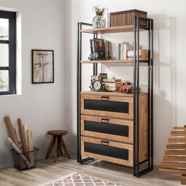 Arcas Carva bokhylle - Furu/sort Arcas Carva bokhylle - Furu/sort