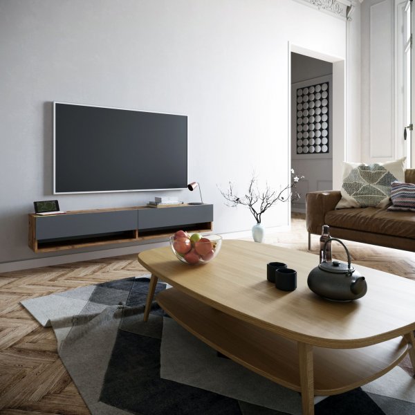 Future mediebenk 9 - Furu/antrasitt Future mediebenk 9 - Furu/antrasitt