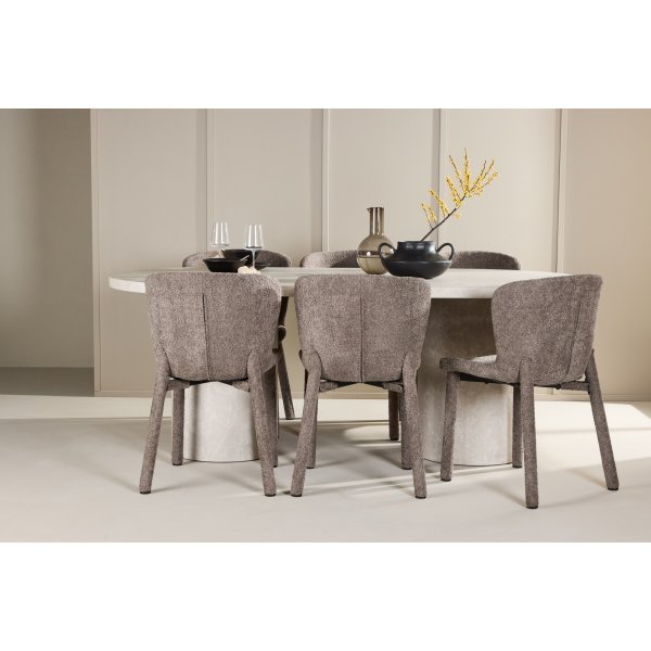 Spisebord Narvik med 6 Astoria stoler - Brun/beige
