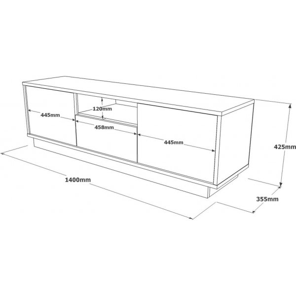 Luvio mediebenk 3 - Slv/hvit
