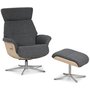 Marbck recliner- lenestol med fotskammel - Grtt tystoff / Tre