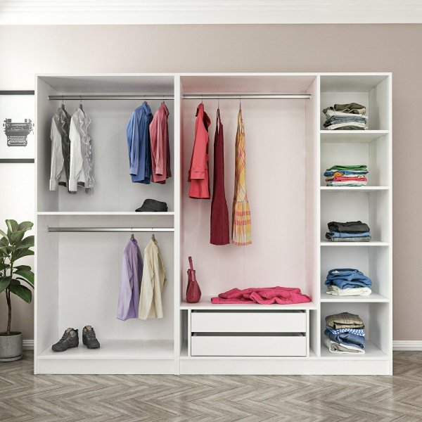 Larett garderobe 225x52x190 cm - Hvit Larett garderobe 225x52x190 cm - Hvit