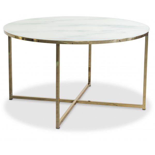 Palasso sofabord 80 cm diameter - Messing / lys marmorering Palasso sofabord 80 cm diameter - Messing / lys marmorering