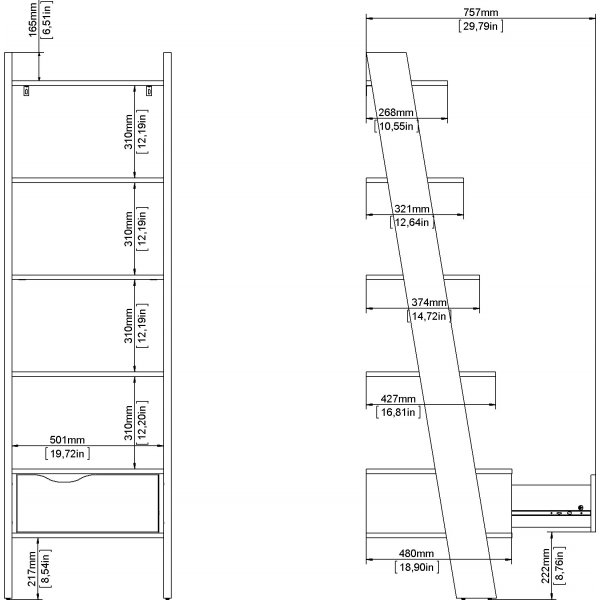 Oslo trinnhylle - Hvit/svart Oslo trinnhylle - Hvit/svart