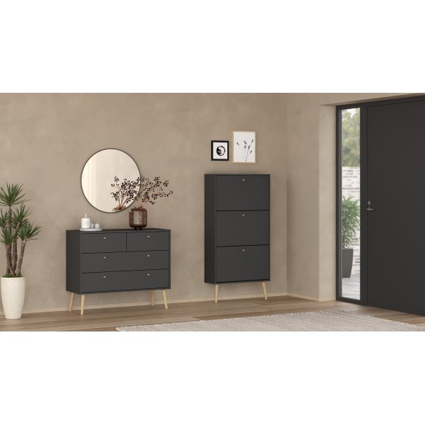 Skoskap Bodo | 3 foldedrer | Matt gr