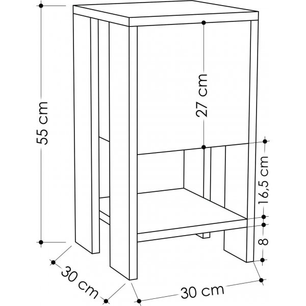 Ema nattbord - Hvit/lys mokka