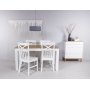 Dalar spisegruppe 140 cm bord hvit/eik + 4 Mellby stoler