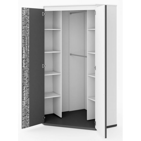Jacklyn hjørnegarderobe - Hvit/graphite Jacklyn hjørnegarderobe - Hvit/graphite