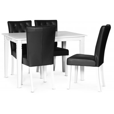 Sandhamn spisegruppe 120 cm bord med 4 Crocket stoler i Sort PU + Flekkfjerner for mbler