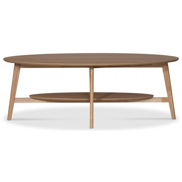 Bridge ovalt salongbord med hylle 140 cm - Eikefiner + Møbelføtter Bridge ovalt salongbord med hylle 140 cm - Eikefiner + Møbelføtter