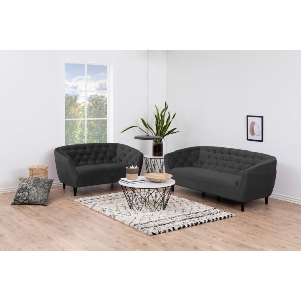 Felicia 2-seter sofa - Mørkegrå (Fløyel) Felicia 2-seter sofa - Mørkegrå (Fløyel)