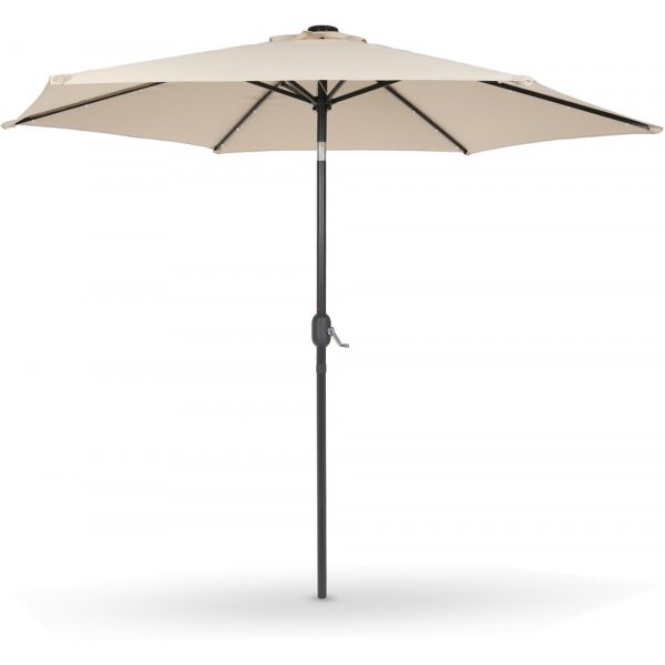 Parasoll Malta med soldrevet LED belysning - Ecru/gr