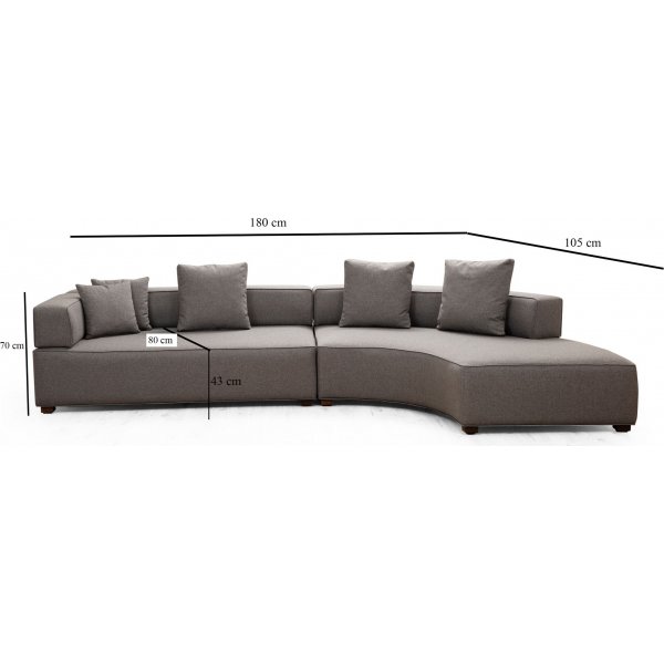 Gloria divansofa - Grå Gloria divansofa - Grå