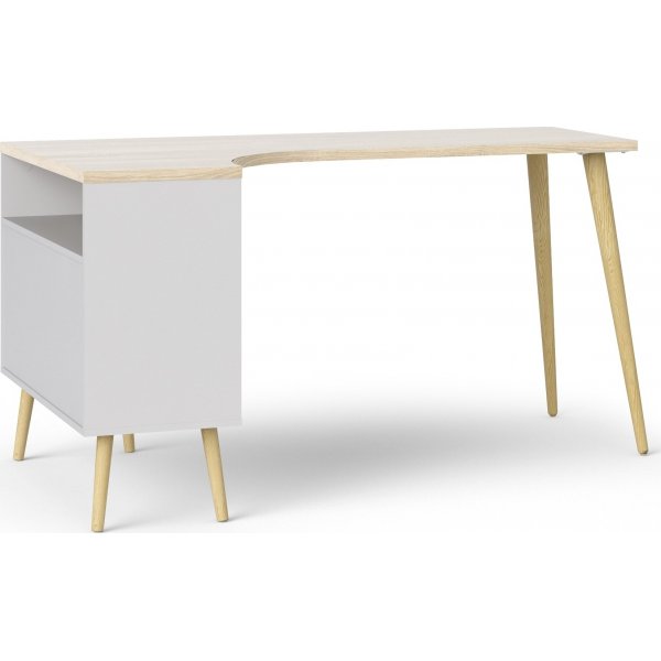 Oslo skrivebord 145 x 81 cm - Hvit/eik