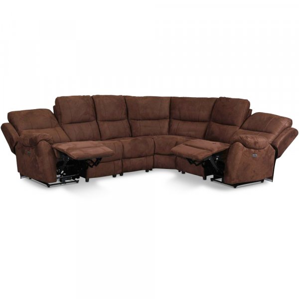 Enjoy recliner hjrnesofa - 5-seter (elektrisk) i brunt mikrofiberstoff