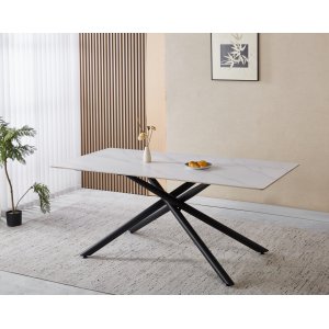 Jupiter spisebord i sintret stein - 180x90 cm - Hvit marmor Jupiter spisebord i sintret stein - 180x90 cm - Hvit marmor