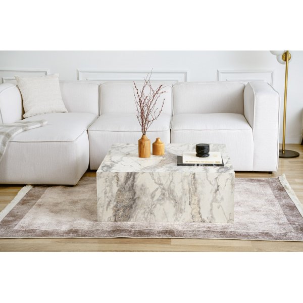 Prizma salongbord 90 x 90 cm - Hvit marmor Prizma salongbord 90 x 90 cm - Hvit marmor