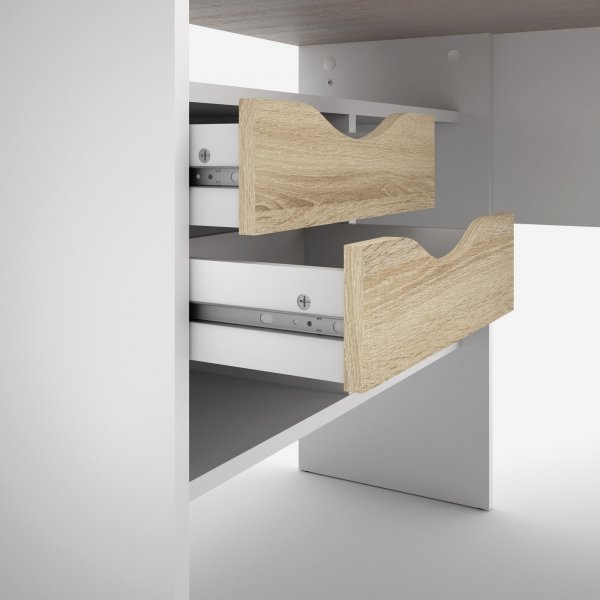 Function Plus skrivebord 145,1 x 81 x 76,8 cm - Hvit/eik Function Plus skrivebord 145,1 x 81 x 76,8 cm - Hvit/eik