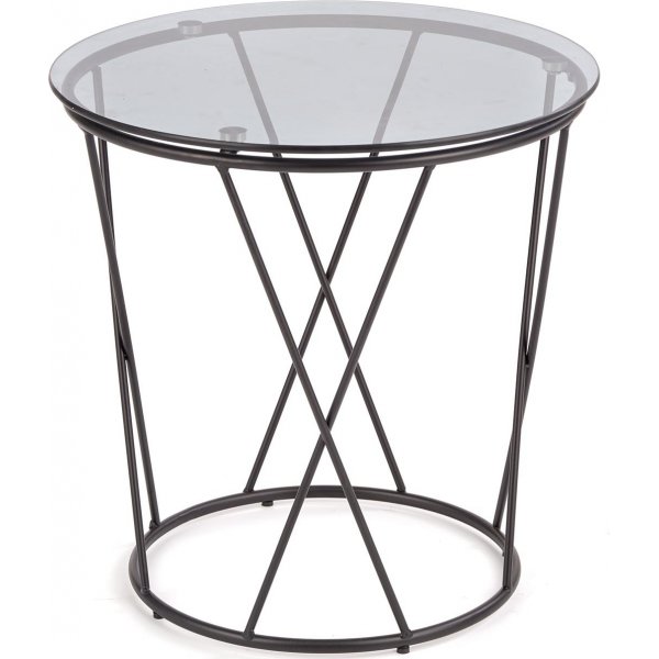 Luzon salongbord Ø50 cm - Røkt glass/sort Luzon salongbord Ø50 cm - Røkt glass/sort