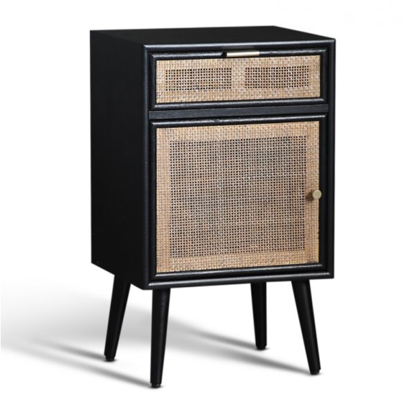 Stockholm svart nattbord med rotting
