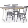 Edge spisegruppe; Spisebord i hvit HPL 140x90 cm med 4 gr Orust stokkstoler