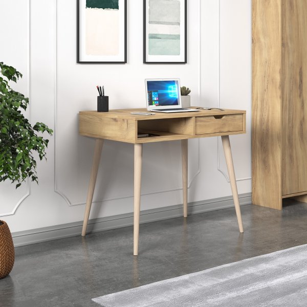 Oferta skrivebord 90 x 60 cm - Eik/tre Oferta skrivebord 90 x 60 cm - Eik/tre