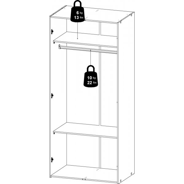 Romgarderobe med 2 dører - Hvit Romgarderobe med 2 dører - Hvit