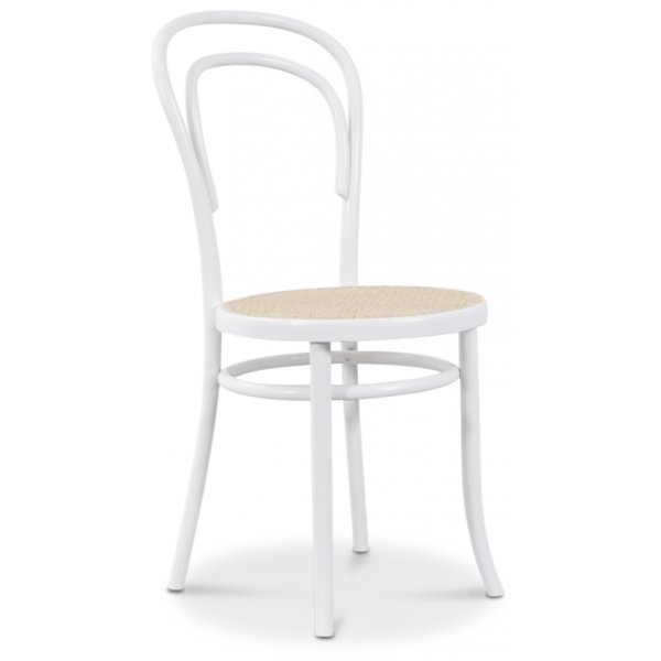 Bentwood Stol No14 Klassiker - Hvit med rotting